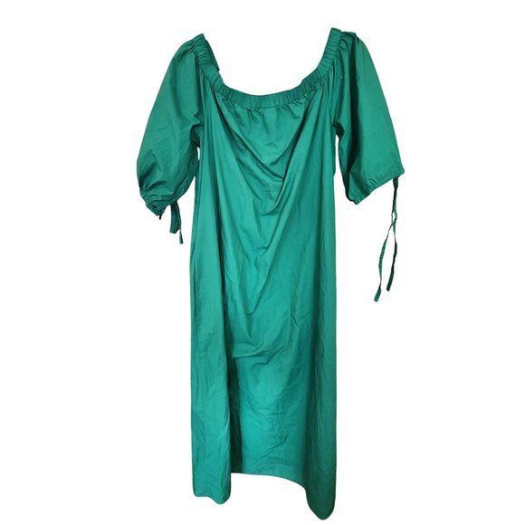 Who What Where Green Puff Sleeve Maxi Dress With Tie Details womens M - Picture 2 of 3